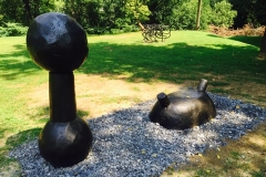 The two-piece metal sculpture Jack and Jill on the Karl Stirner Arts Trail