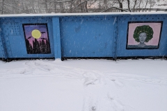 Two paintings by local high school students on the McAteer Bridge