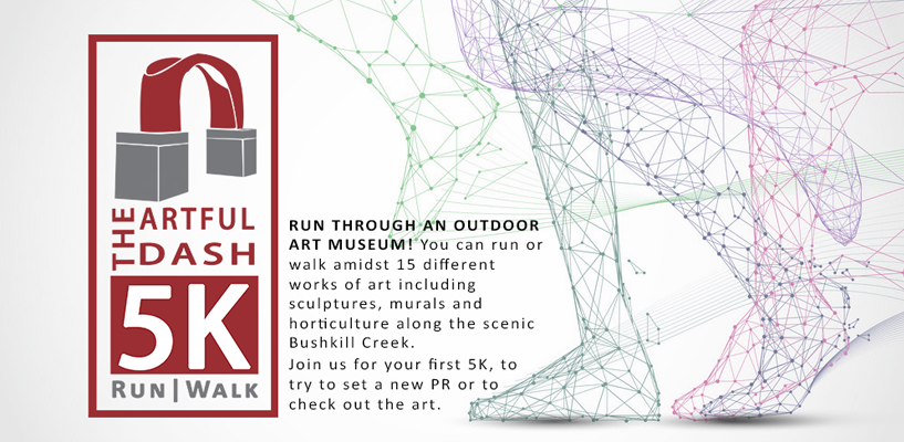 The logo for the Artful Dash 5K run/walk along with an illustration of legs running