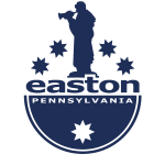 Logo for Easton, Pennsylvania, featuring a bugler and five starbursts