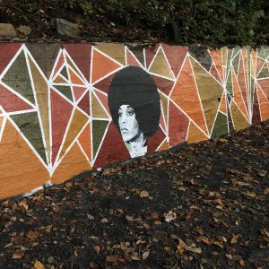 A section of the Freedom Fighters mural painting by Habib Fall features Angela Davis on the Karl Stirner Arts Trail in Easton, Pennsylvania.
