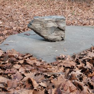 A piece of gneiss stone is one of the five pieces in the art project called Upriver by Heidi Wiren Bartlett on the Karl Stirner Arts Trail in Easton, Pennsylvania.