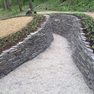 Water Way is a stone wall installation by Paul Deery on the Karl Stirner Arts Trail in Easton, Pennsylvania.