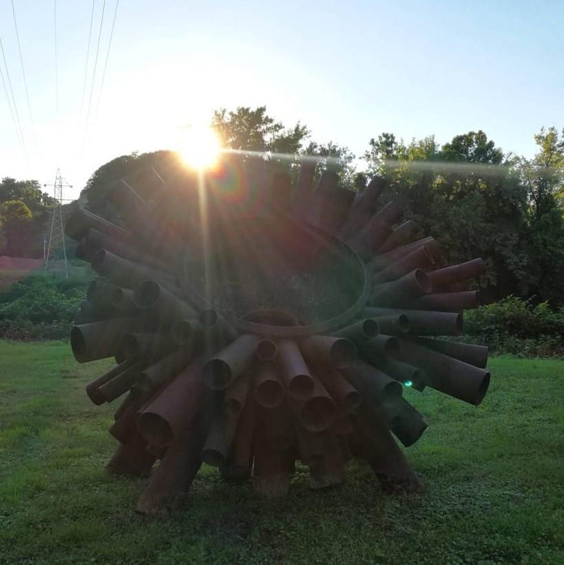 The metal sculpture Sunflower by Steve Tobin at Hugh Moore Park in Easton, Pennsylvania