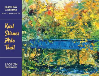 An impressionism-style painting serves as the cover of the Karl Stirner Arts Trail's 2023-24 Earth Day calendar.